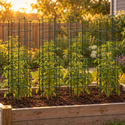 Modular Square Tomato Cages, 11.5 Inches in use in a home garden