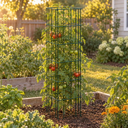 Modular Square Tomato Cages, 16.5 Inches in use in a home garden