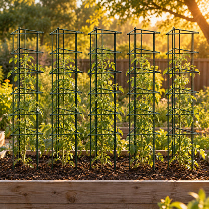 Modular Triangle Tomato Cages, 14.5 Inches in use in a home garden