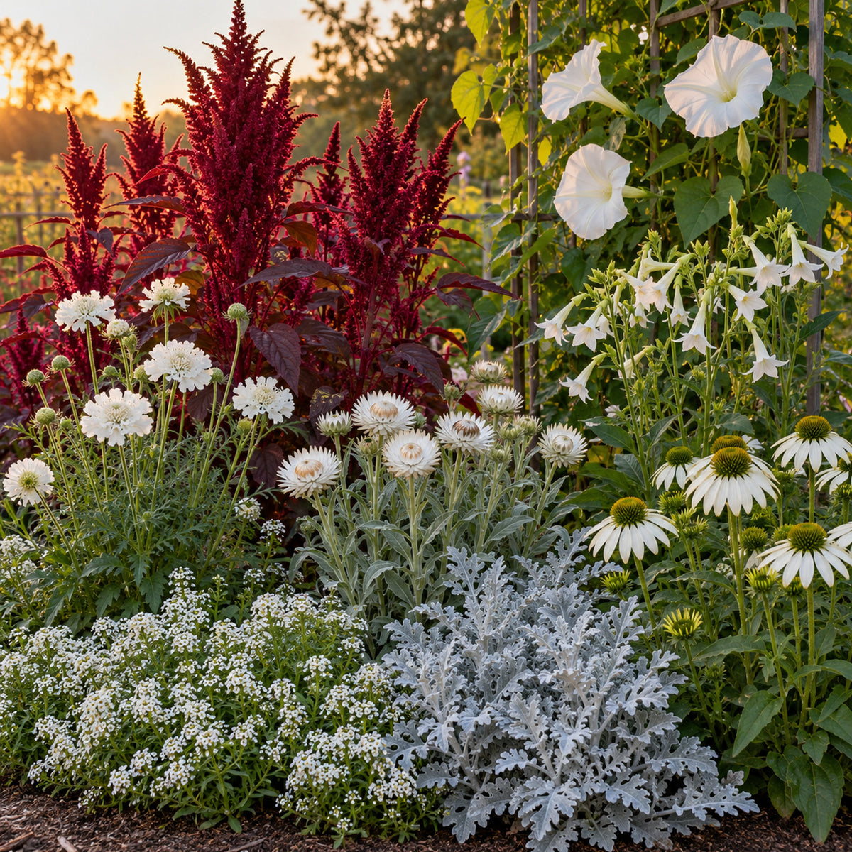 Moon Garden Flower Seed Bundle growing in a home garden