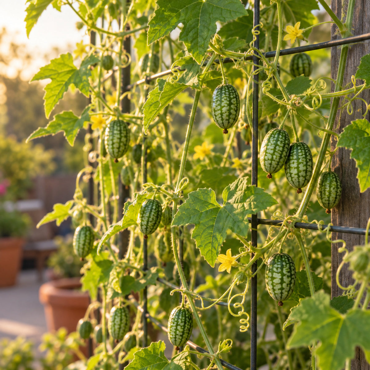 Mouse Melon Cucamelon Seeds growing in a home garden