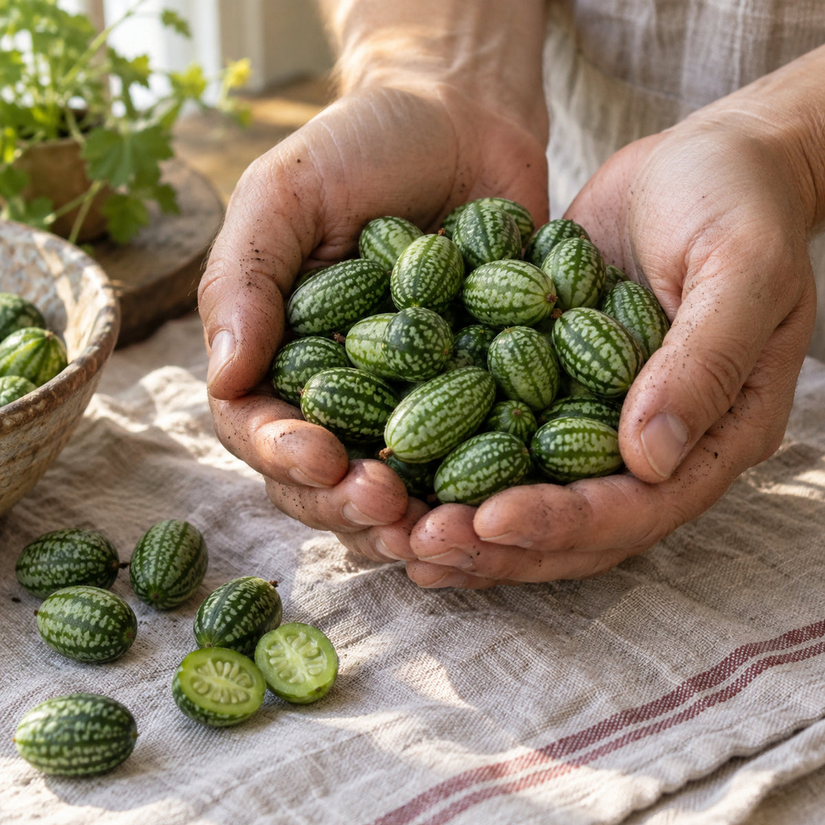 Mouse Melon Cucamelon Seeds harvest up close