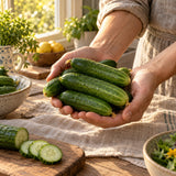 Muncher Persian Cucumber Seeds harvest up close