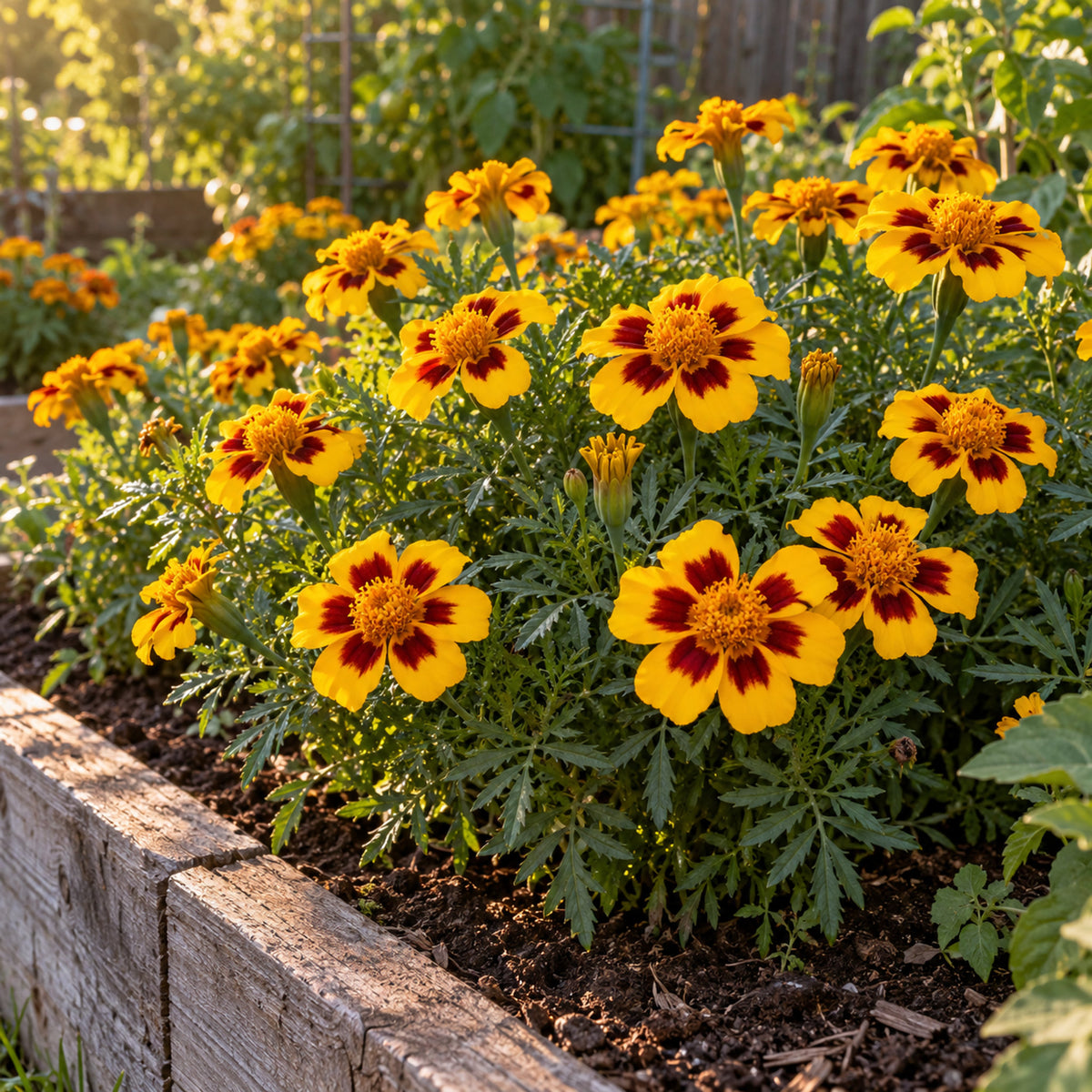 Naughty Marietta French Marigold Seeds growing in a home garden
