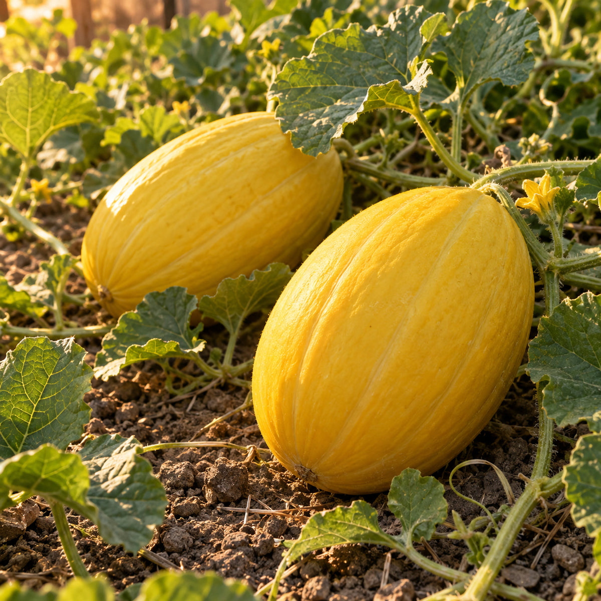 Navajo Yellow Melon Seeds growing in a home garden