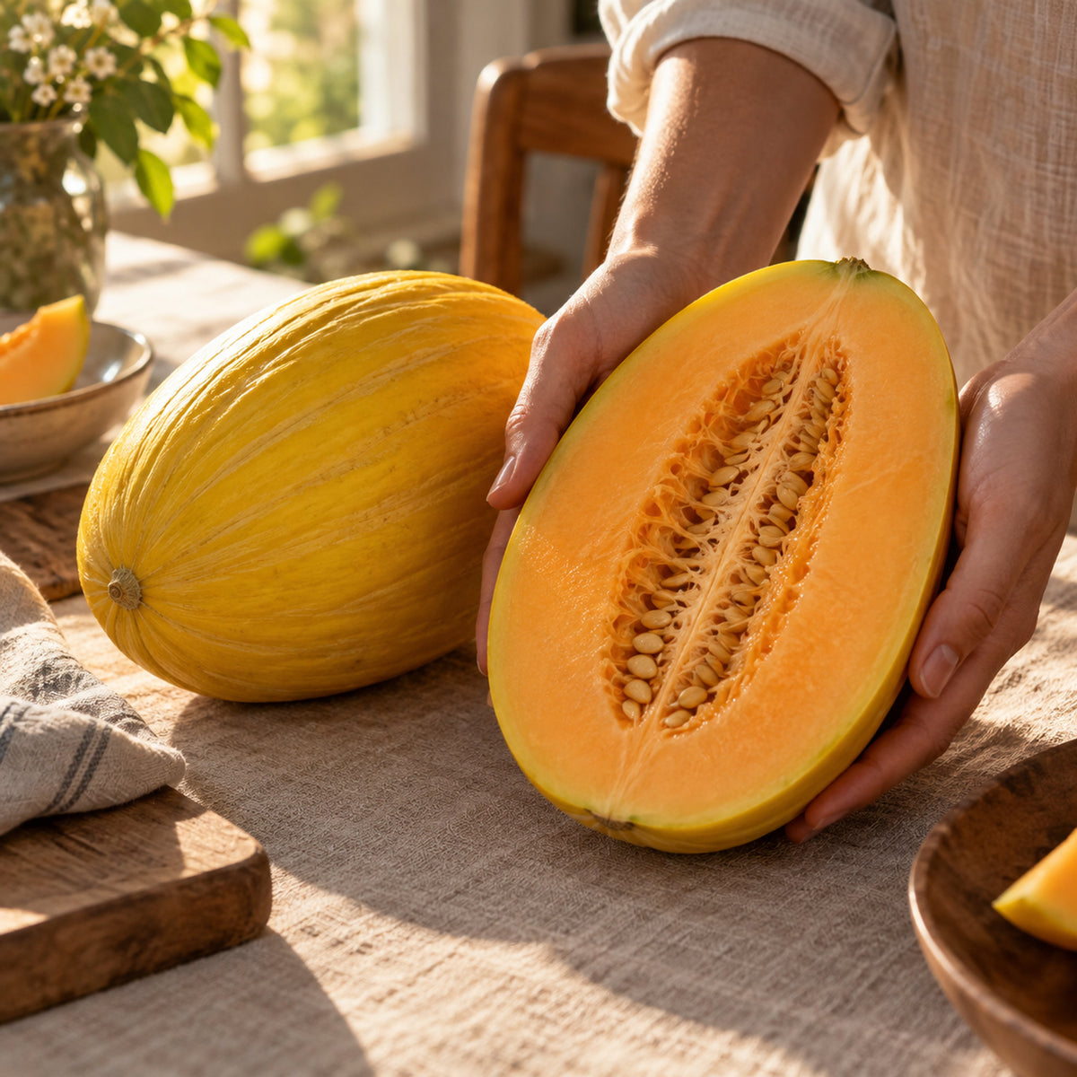 Navajo Yellow Melon Seeds harvest up close