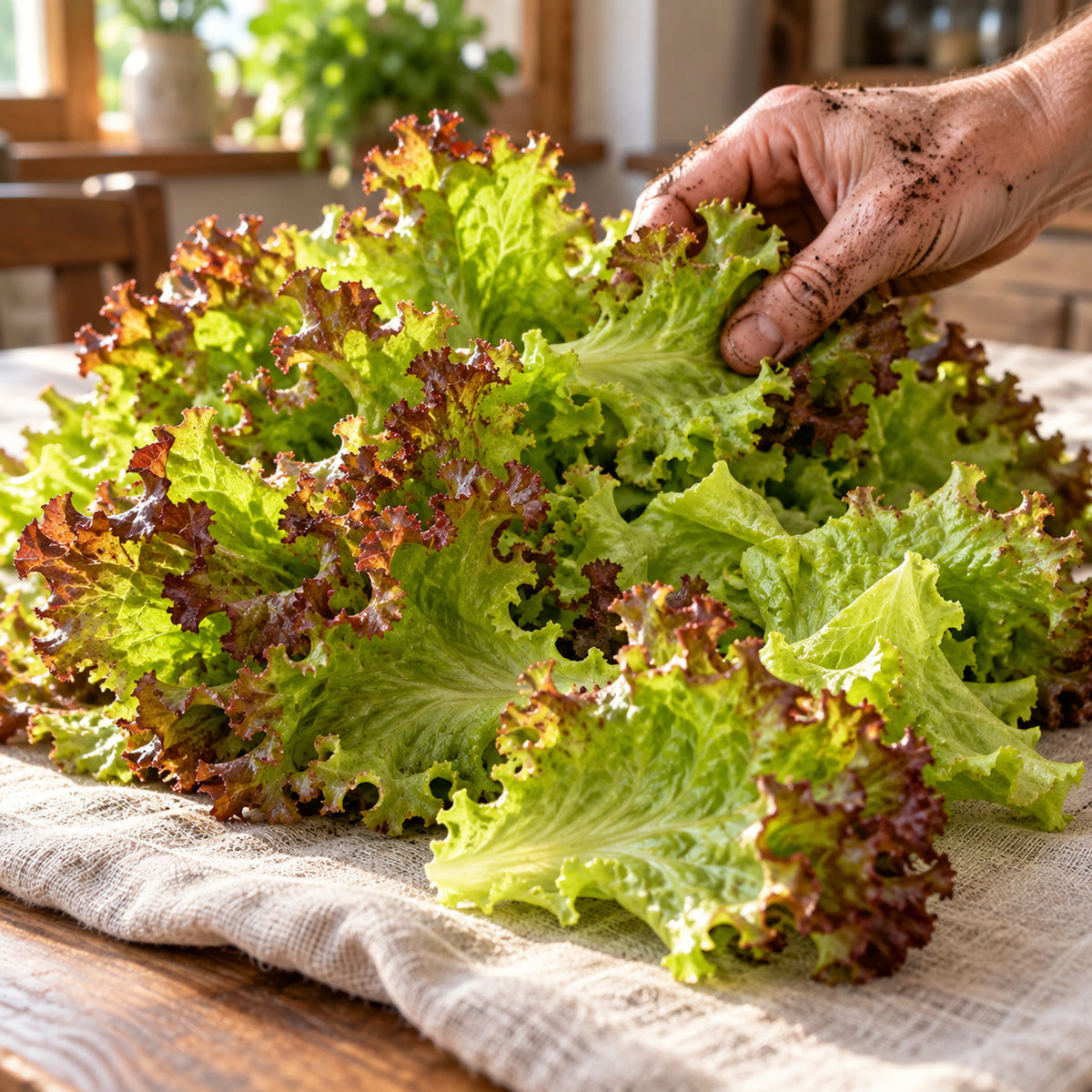 New Red Fire Lettuce Seeds harvest up close