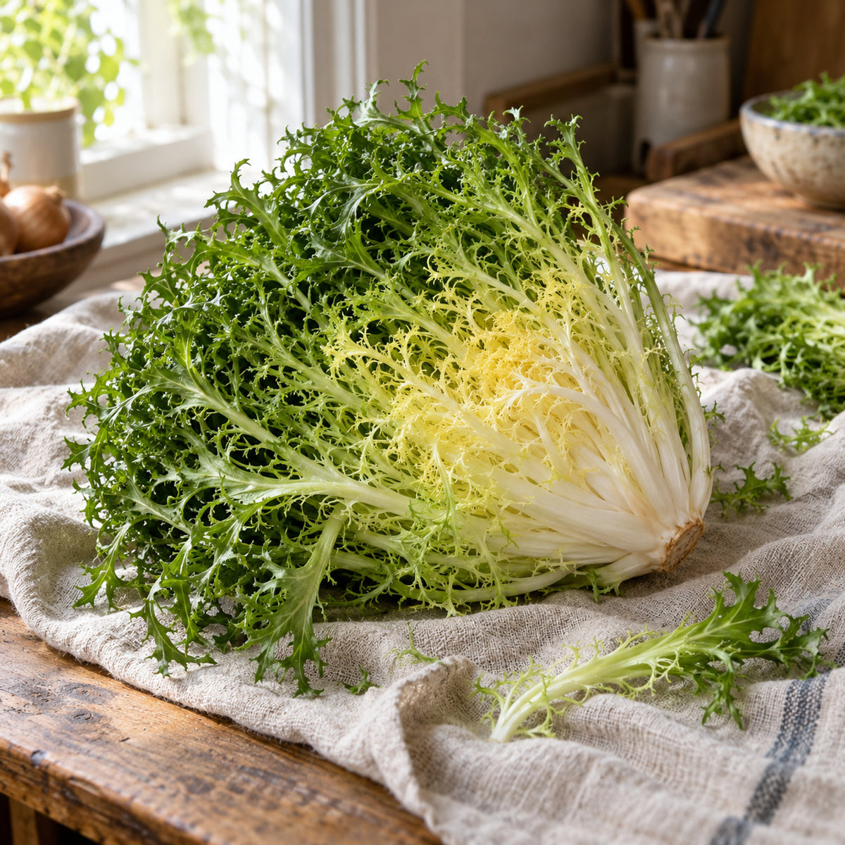 Olesh Tres Fine Endive Seeds harvest up close