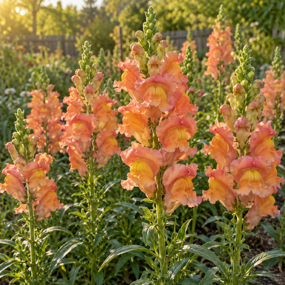 Orange Wonder Snapdragon Seeds growing in a home garden