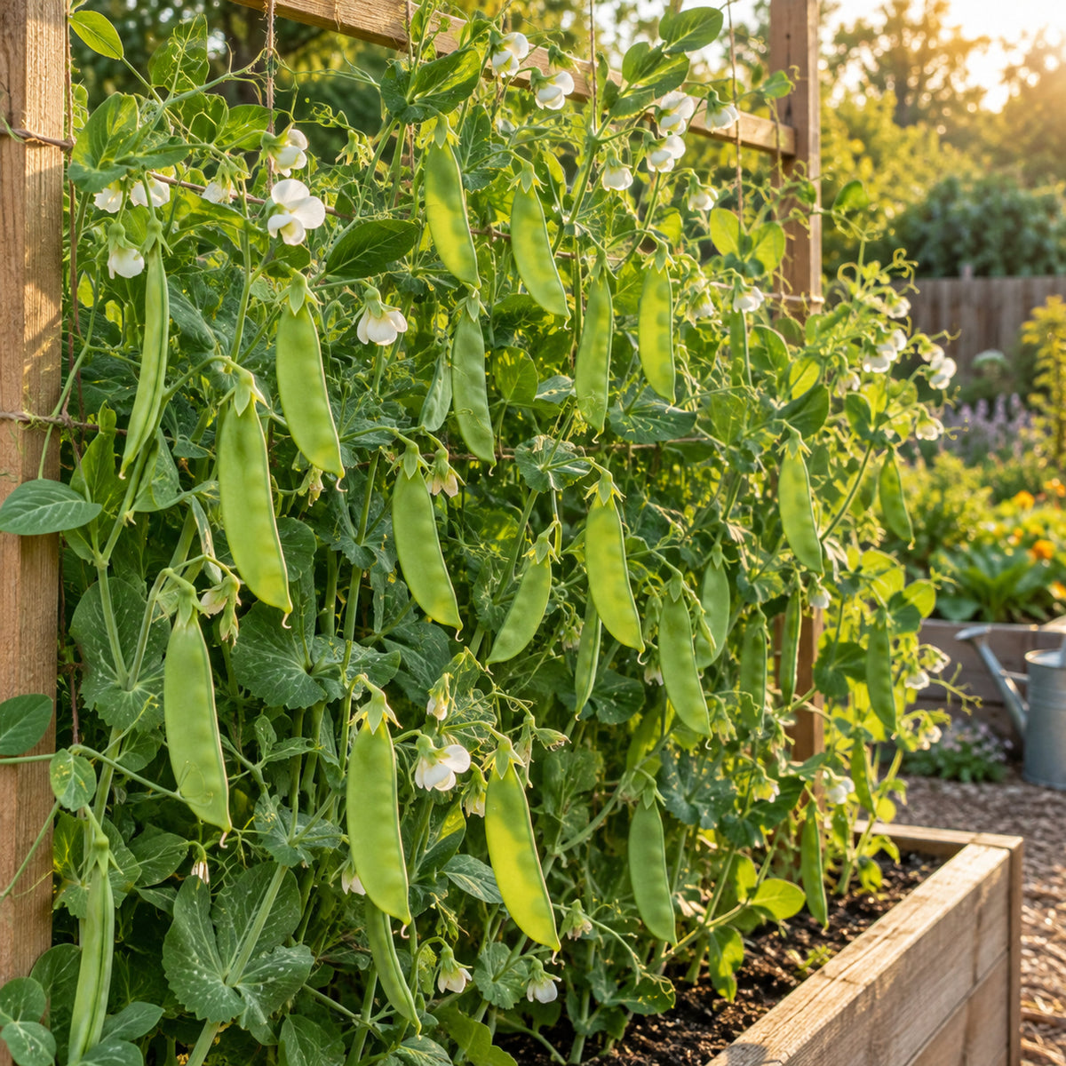 Oregon Sugar Pod II Snow Pea Seeds growing in a home garden