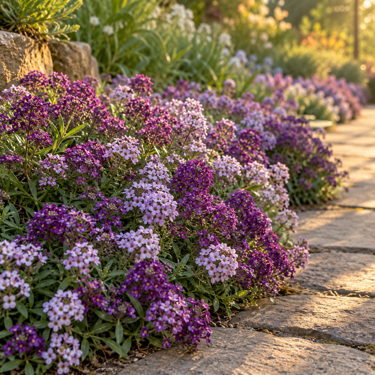 Oriental Nights Sweet Alyssum Seeds growing in a home garden
