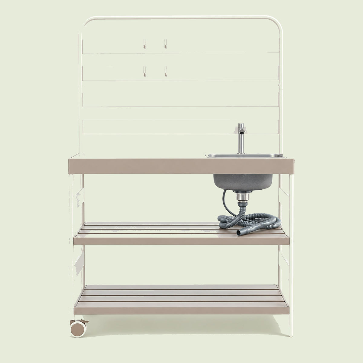 Outdoor Garden Sink Station on a soft green background