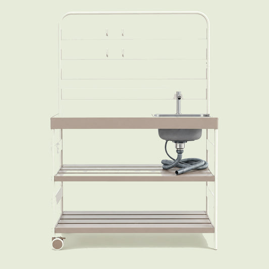 Outdoor Garden Sink Station on a soft green background