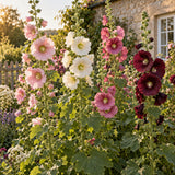Outhouse Hollyhock Seeds growing in a home garden