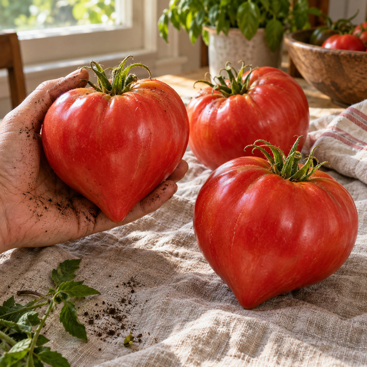 Oxheart Pole Tomato Seeds harvest up close