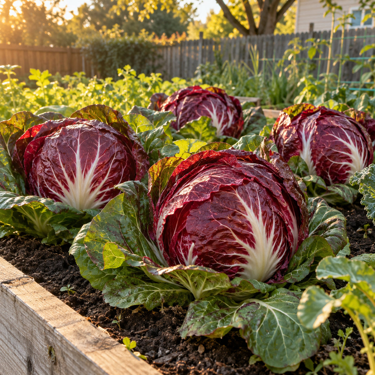 Palla Rossa Mavrik Radicchio Seeds growing in a home garden
