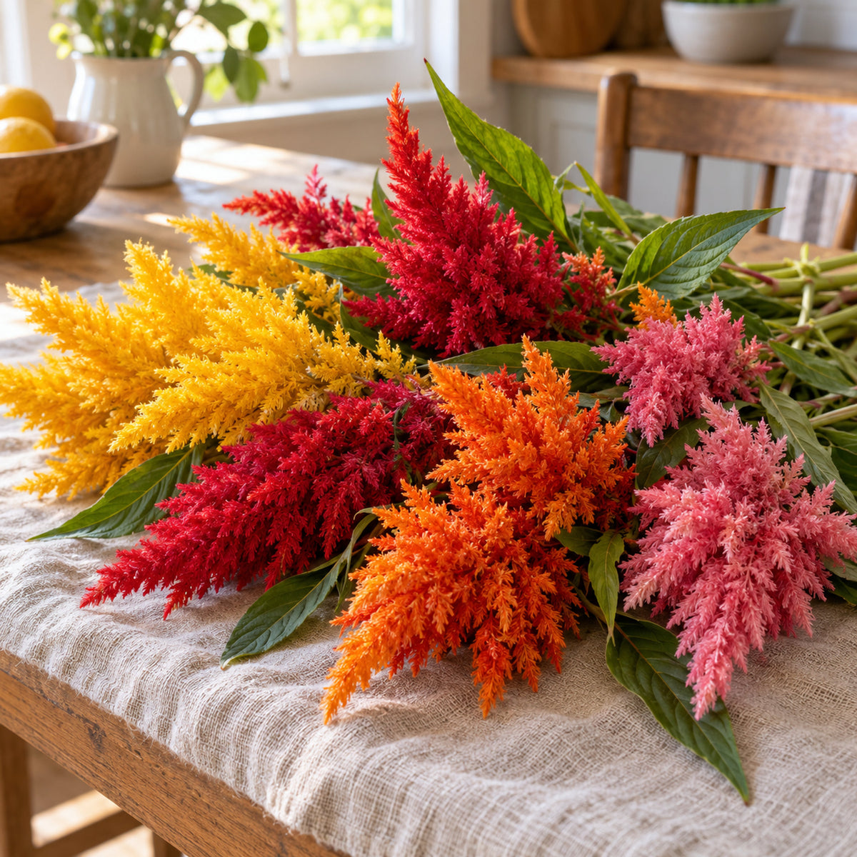 Pampas Plume Celosia Blend Seeds harvest up close