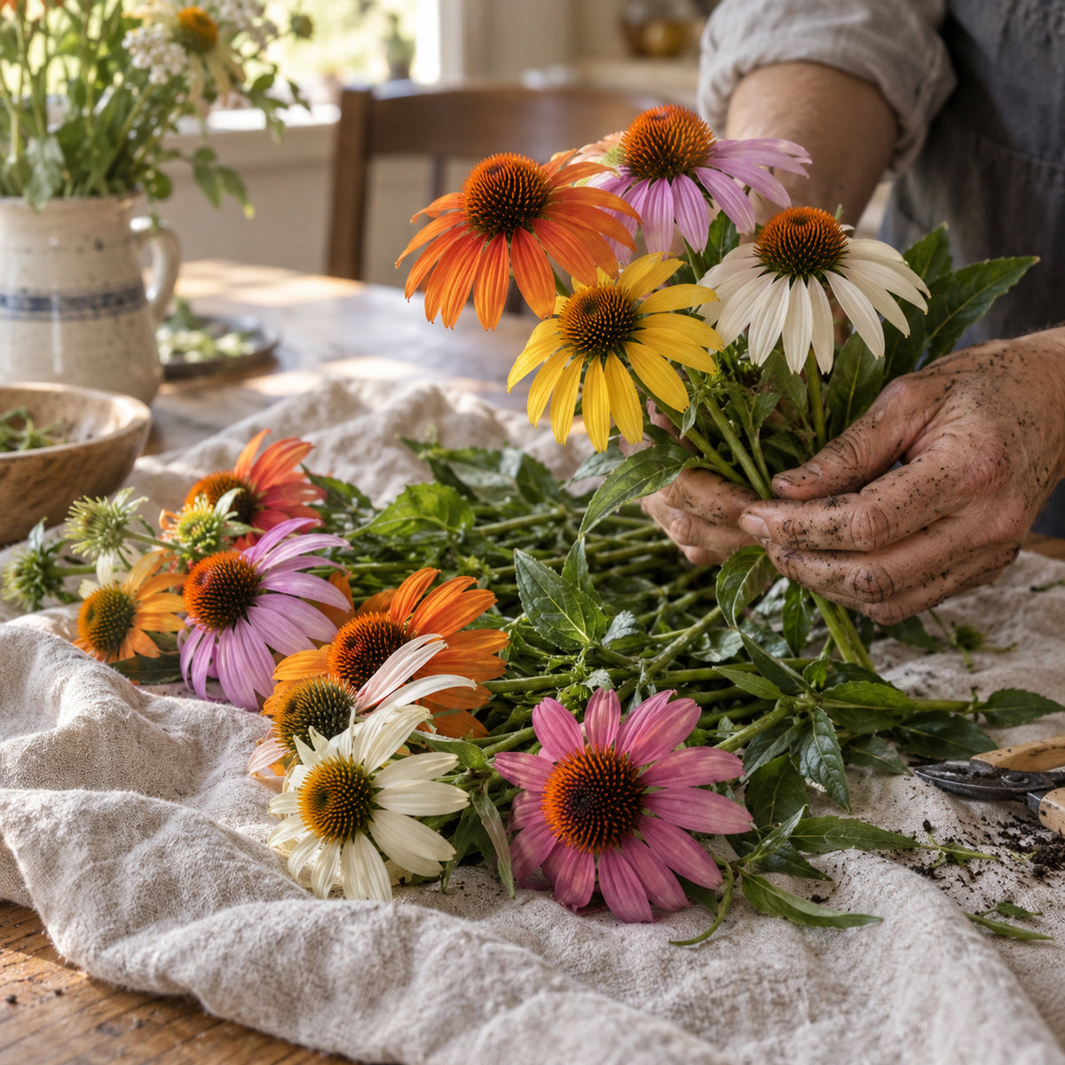Paradiso Dwarf Echinacea Seeds harvest up close