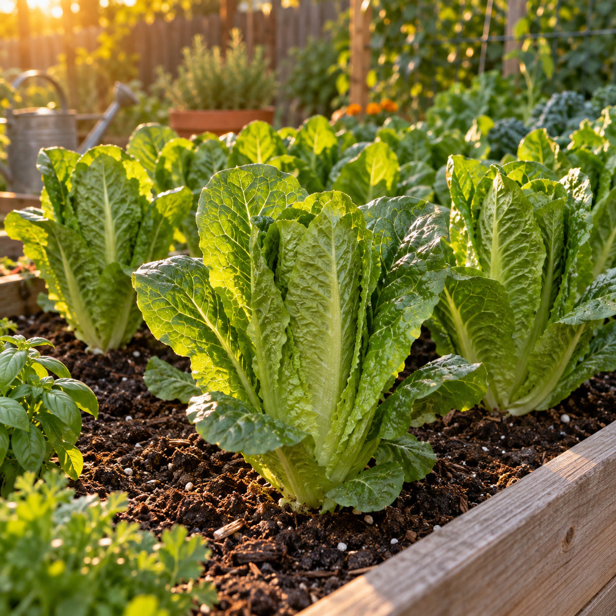 Parris Island Cos Romaine Lettuce Seeds growing in a home garden