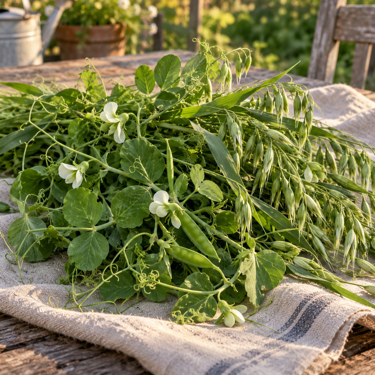 Peas and Oats Cover Crop Seeds harvest up close