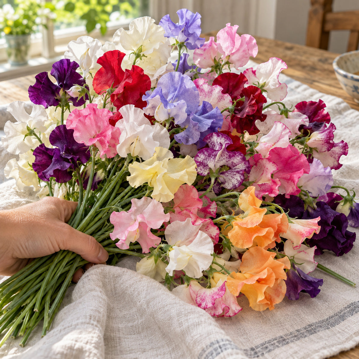 Perfume Delight Sweet Pea Seeds harvest up close