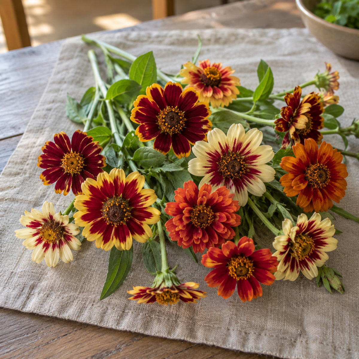 Persian Carpet Zinnia Seeds harvest up close