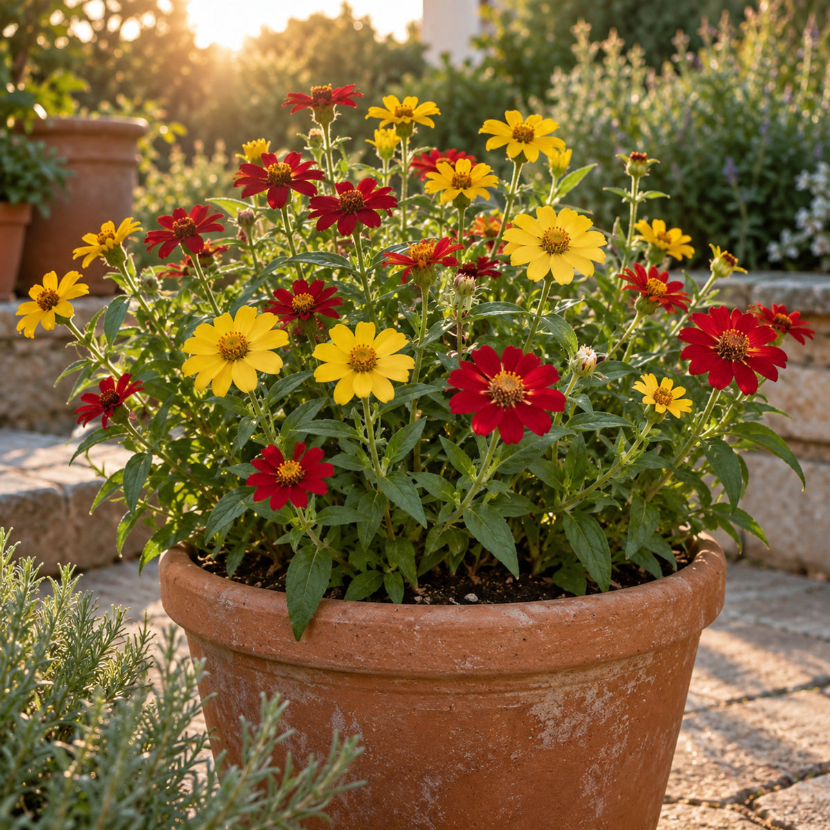 Peruvian Zinnia Blend Seeds growing in a home garden