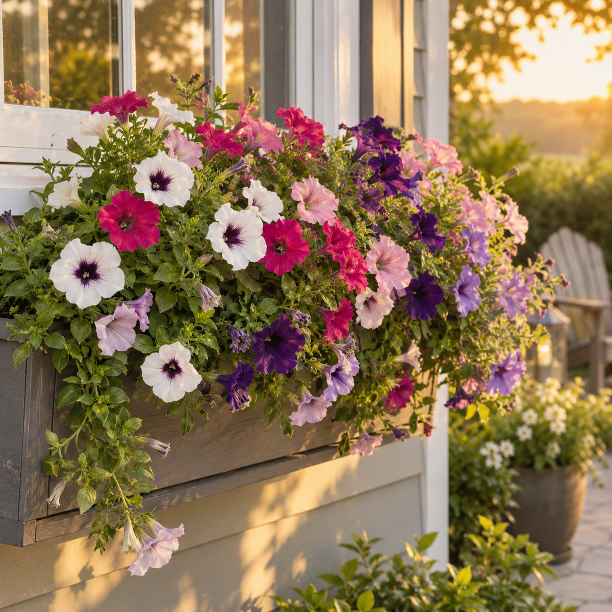 Petite Charmer Petunia Blend Seeds growing in a home garden