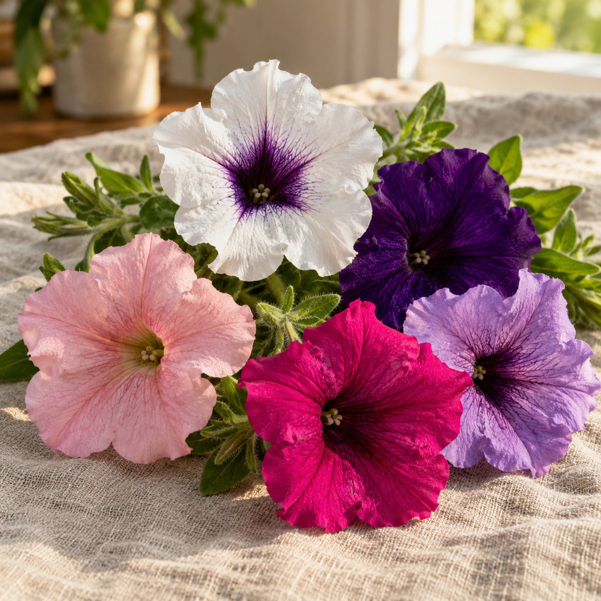 Petite Charmer Petunia Blend Seeds harvest up close