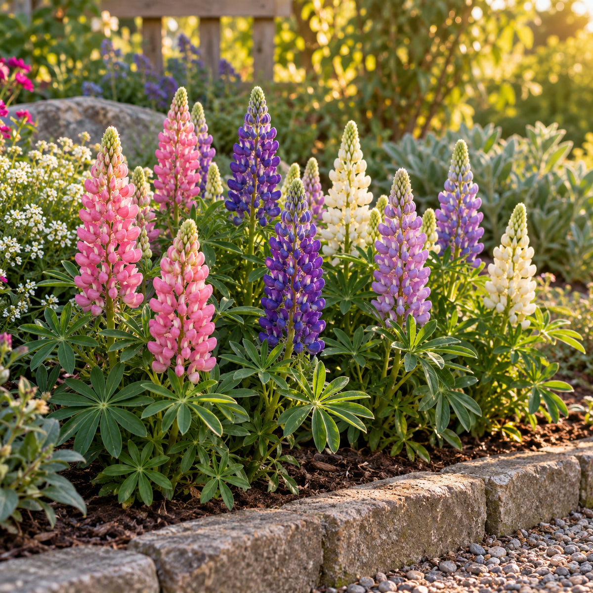 Pixie Delight Lupine Seeds growing in a home garden