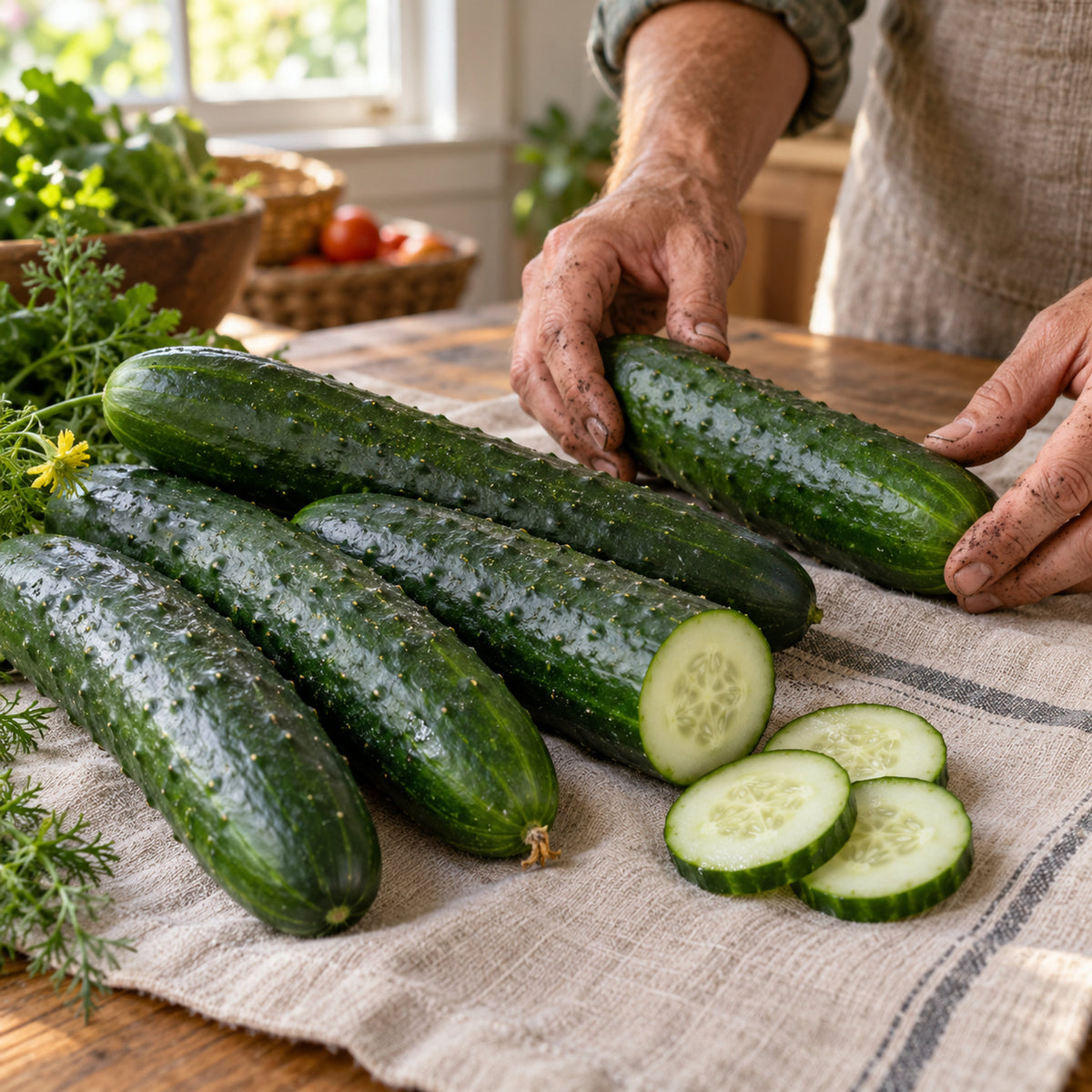 Poinsett 76 Cucumber Seeds harvest up close