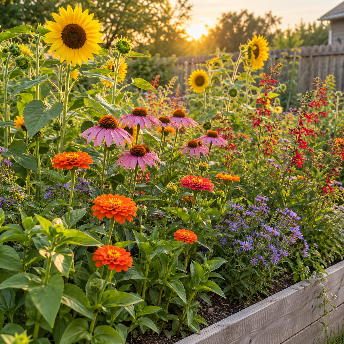 Pollinator Flower Mix Seeds growing in a home garden