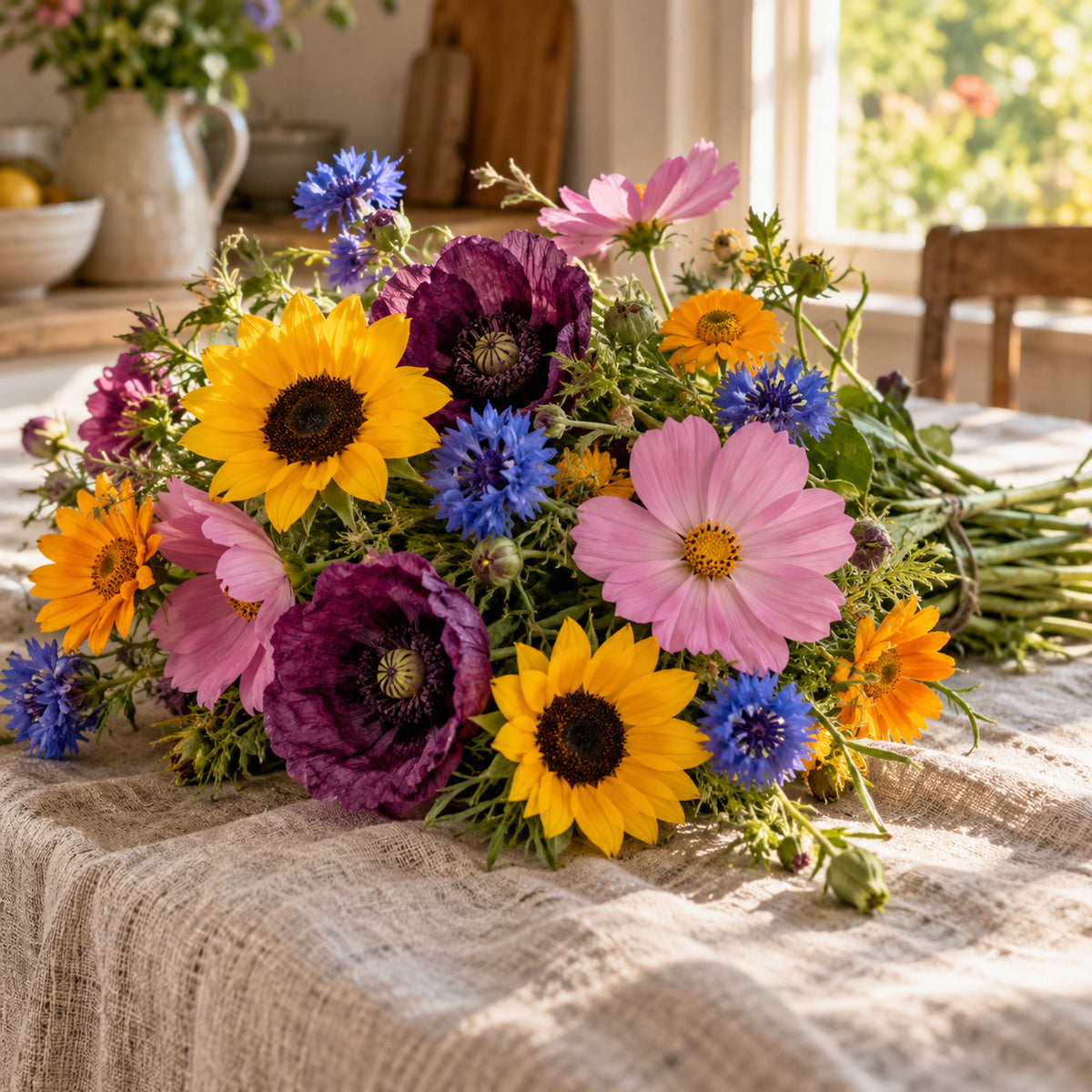 Pollinator Garden Flower Mix Seeds harvest up close