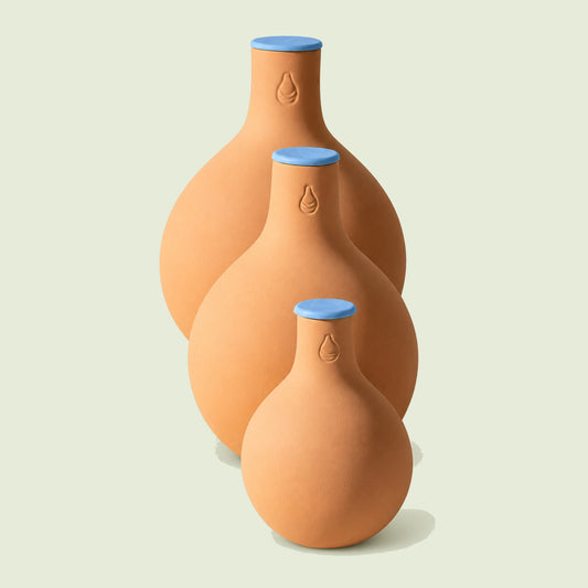 Porous Clay Watering Pot on a soft green background