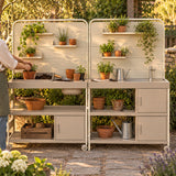 Potting Bench and Sink Station Set in use in a home garden