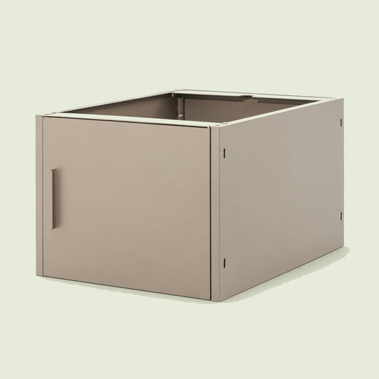 Potting Bench Storage Cabinet on a soft green background
