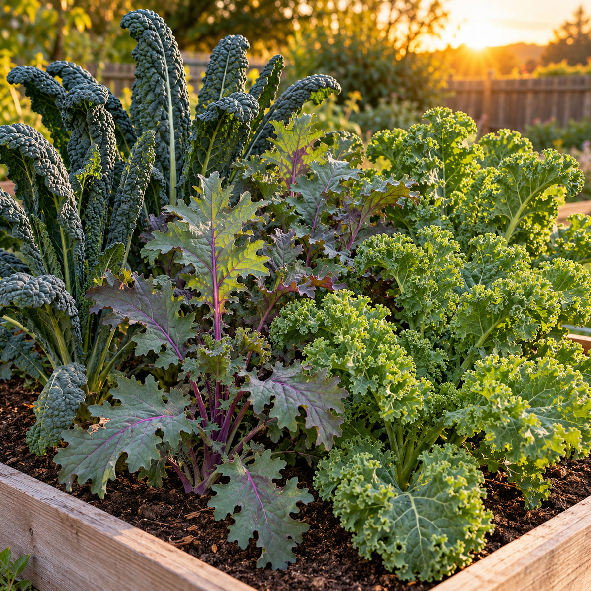 Premier Kale Blend Seeds growing in a home garden