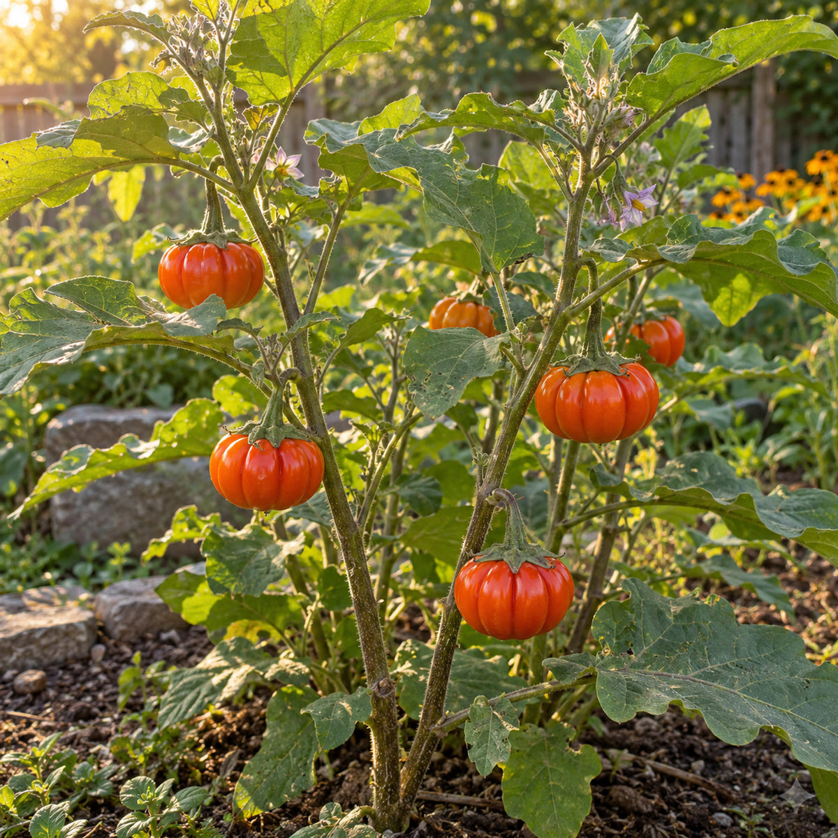 Pumpkin on a Stick Seeds growing in a home garden