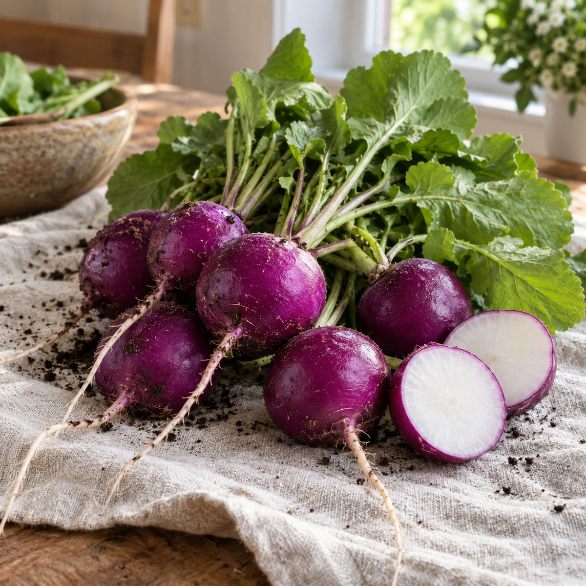 Purple Plum Radish Seeds harvest up close
