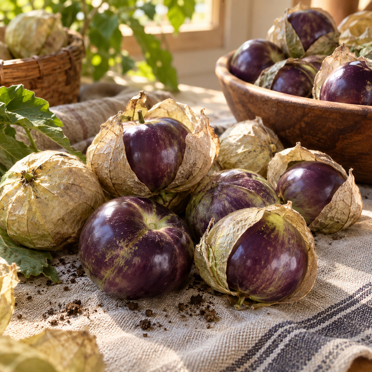 Purple Tomatillo Seeds harvest up close