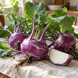 Purple Vienna Kohlrabi Seeds harvest up close