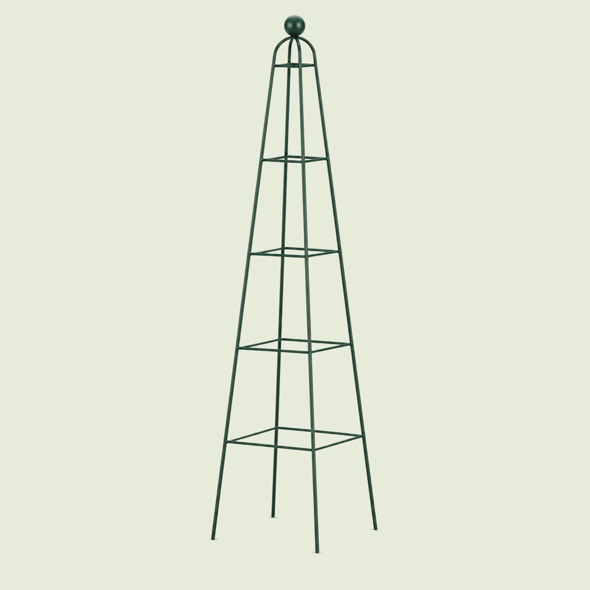 Pyramid Obelisk Garden Trellis, 6.5 Feet on a soft green background
