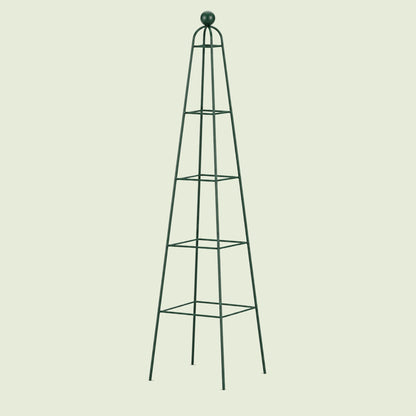 Pyramid Obelisk Garden Trellis, 6.5 Feet on a soft green background