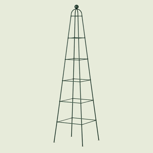 Pyramid Obelisk Garden Trellis, 7.8 Feet on a soft green background
