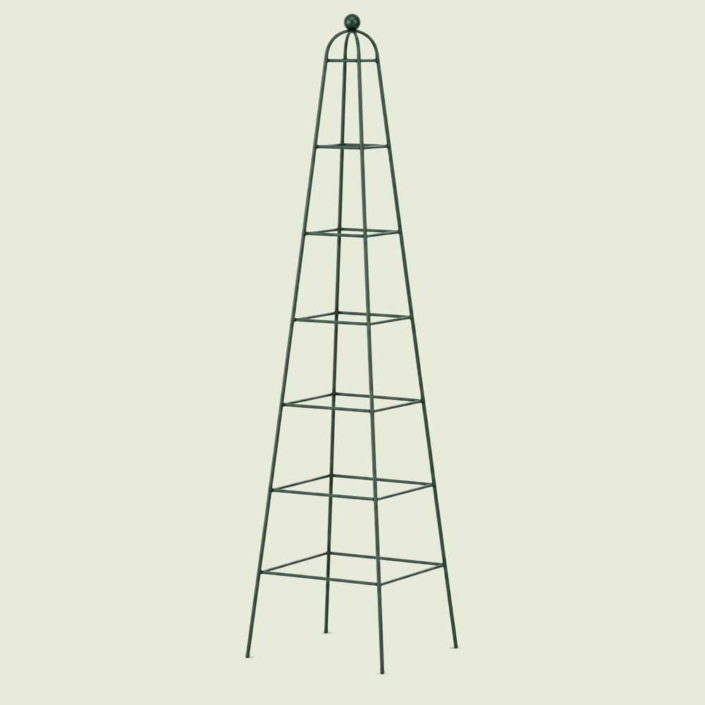 Pyramid Obelisk Garden Trellis, 9 Feet on a soft green background