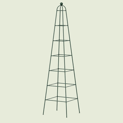 Pyramid Obelisk Garden Trellis, 9 Feet on a soft green background