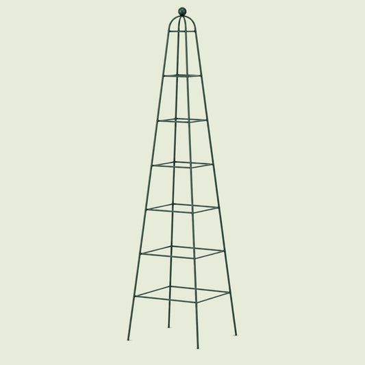 Pyramid Obelisk Garden Trellis, 9 Feet on a soft green background