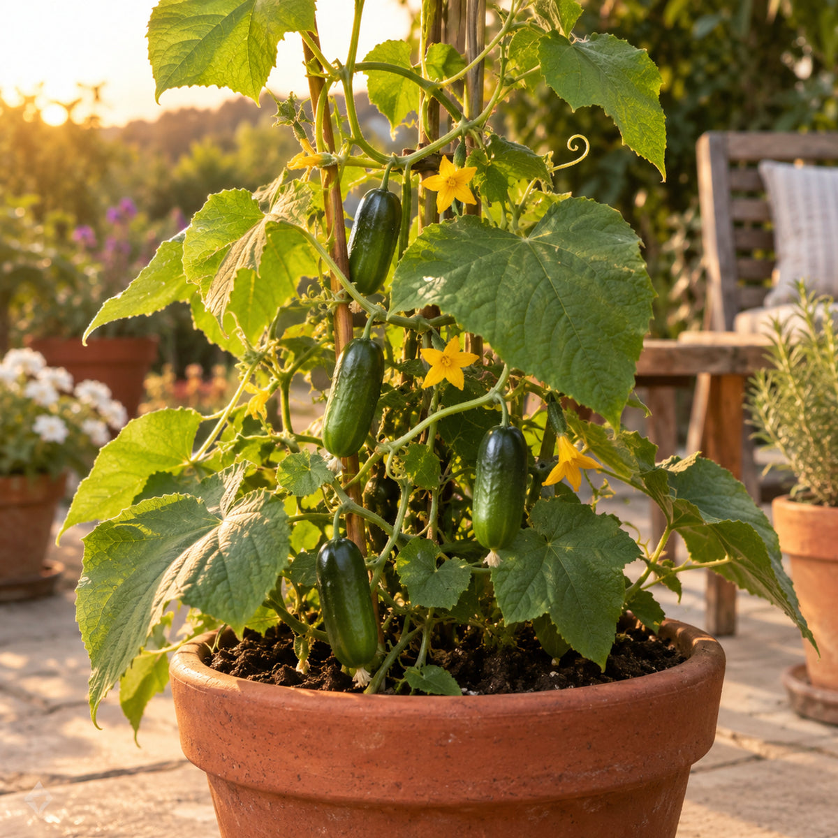 Quick Snack Cucumber Seeds growing in a home garden