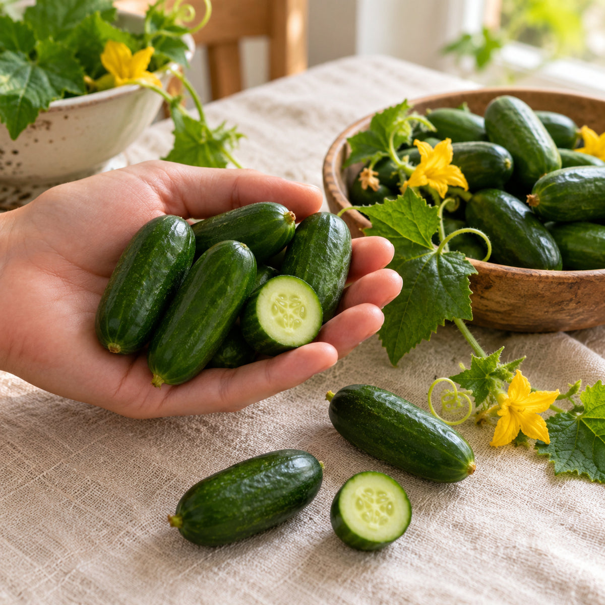 Quick Snack Cucumber Seeds harvest up close