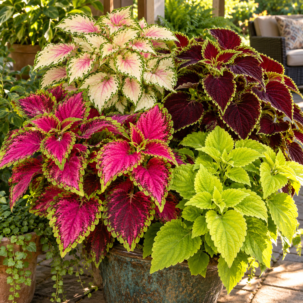 Rainbow Coleus Seeds growing in a home garden